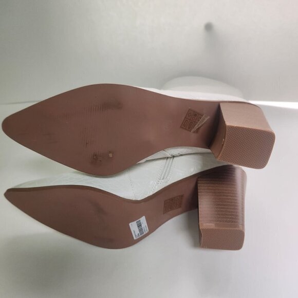 Lulus Eleora Bone Croc Embossed Mid Calf High Heel Western Boots Size 11 - Picture 13 of 16